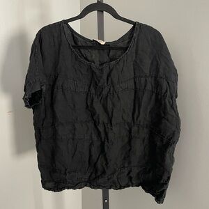 Sofia Collection Loose Fit Linen Charcoal Grey Blouse Size Large